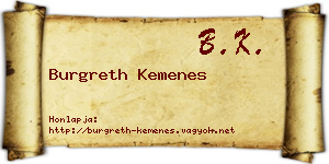 Burgreth Kemenes névjegykártya